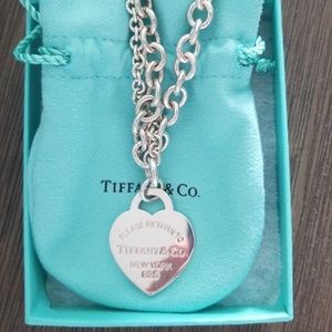 Tiffany double chain heart tag necklace